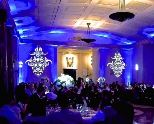 A Dark Venue Setting With Blue Themed Lights